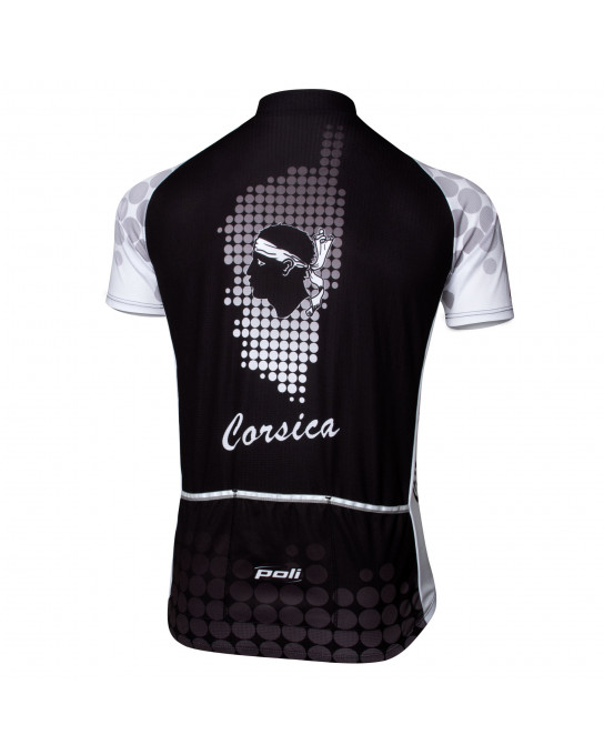 Maillot Cycliste Cyclo Corsica Tour De Corse, FFCT, Marque Poli, Taille M, Blanc, Polyester