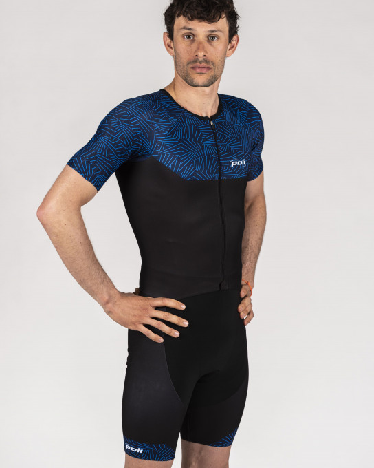 Combinaison Triathlon Homme - Trifonction Avec Manches - Maillot Cyclisme + Short - Taille Ajustée