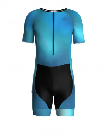 Combinaison Triathlon Homme Manches Courtes - Tri-fonction Cyclisme, Course, Natation, Rembourrée, Respirante