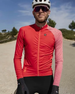 Maillot vélo manches longues unisexe - ROCH BASALTE | ROUGE