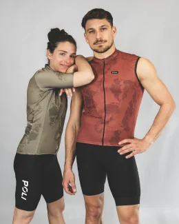 Maillot cyclisme sans manches unisexe - CARRARE | MARRON