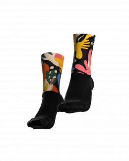 Paire de chaussettes cyclisme aéro - SILVA | JAUNE/CORAIL