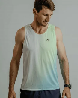 Débardeur running homme - PHOTON | VERT/BLEU