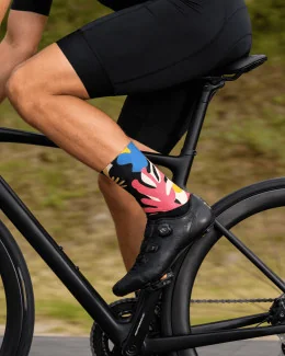 Paire de chaussettes cyclisme aéro - SILVA | JAUNE/CORAIL