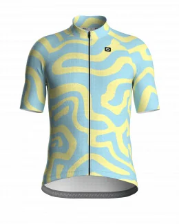 Maillot cyclisme ajusté homme - GROOVY | BLEU CLAIR/JAUNE