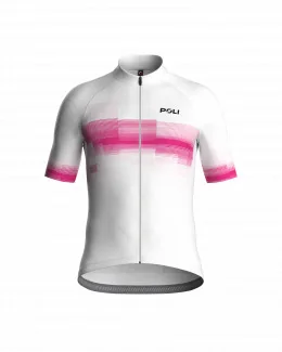 Maillot cyclisme ajusté unisexe - ÉCHAPPÉE | BLANC/ROSE