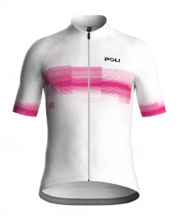 Maillot cyclisme ajusté unisexe - ÉCHAPPÉE | BLANC/ROSE