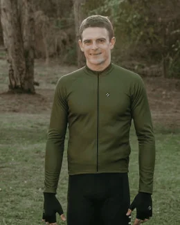 Maillot vélo manches longues homme - RACING | VERT KAKI