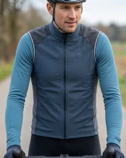 Gilet thermique cyclisme unisexe - JEAN HALO | BLEU FONCÉ