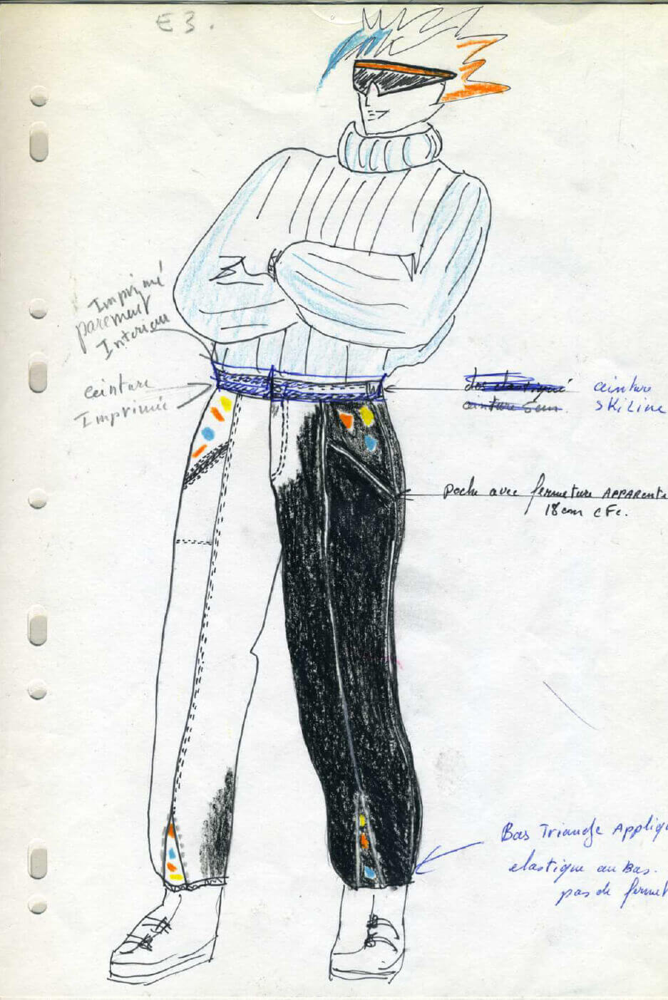 Un des premiers croquis de Michel Poli, pour un modèle de fuseau