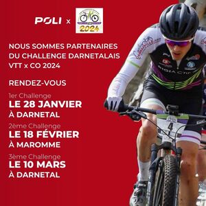 POLI est partenaire du Challenge Darnetalais VTT x CO 2024. 
Il s'agit d'un challenge en trois manches qui auront lieu le 28 janvier à Darnetal, le 18 février à Maromme et le 10 mars à Darnetal. 
Venez nombreux à cette 31ème édition ! 
👉 Plus d'infos sur :  @uc.darnetal 

#velo #bike #vtt #bikelife #cycle #cycling #cyclinglife #poli #ridepoli #poliwear